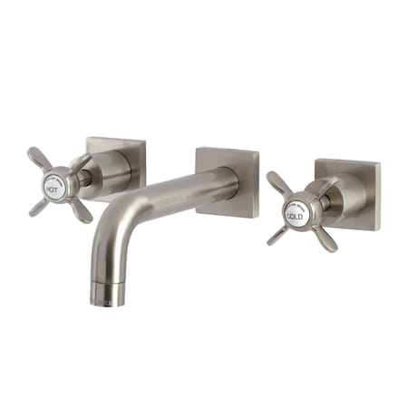 Kingston Brass KS6128BEX Two-Handle Wall Mount Bathroom Faucet, Brushed Nickel KS6128BEX